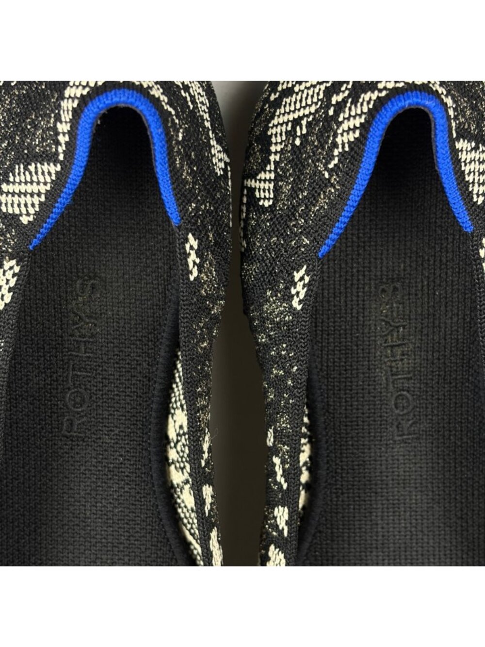 Rothy's The Flat Chantilly Slip on Ballet Flats Womens 10.5 Black Floral Round - Picture 7 of 10